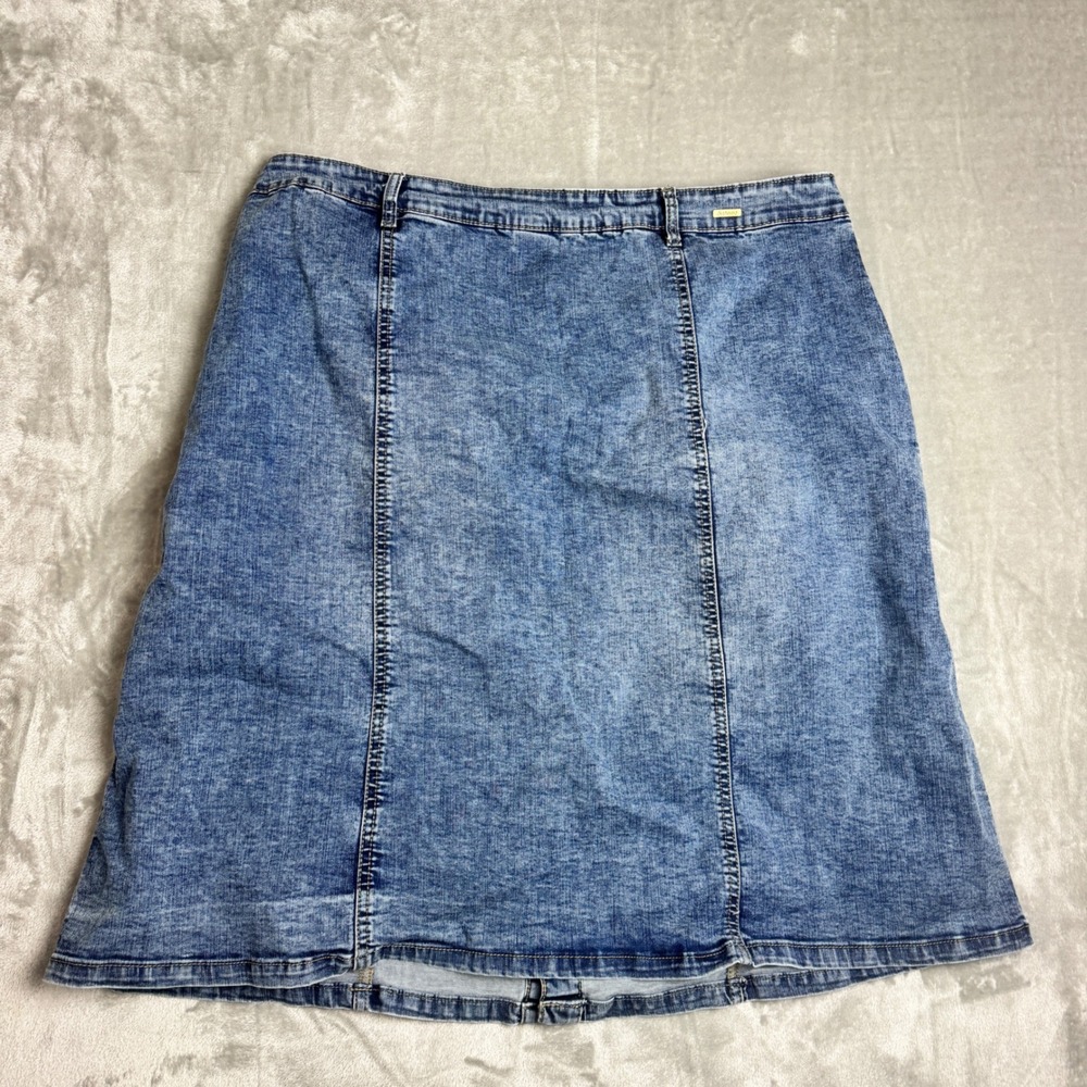 Esteez Womens Size 18 Blue Denim Button Front A-Line Skirt Medium Wash EX802181 - Picture 7 of 7